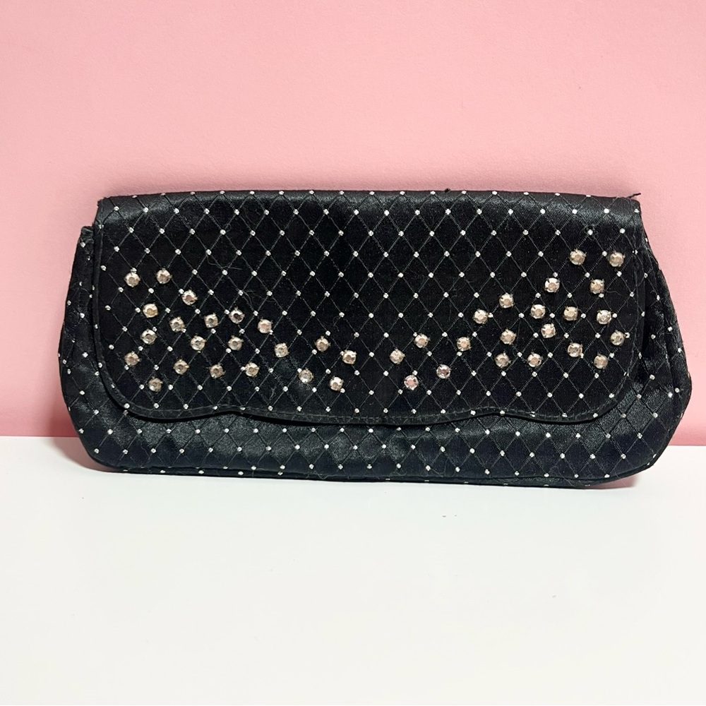 Y2K 2000s mcbling rhinestone polkadot clutch